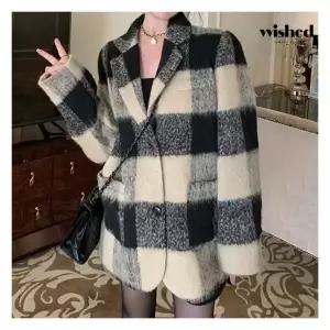 위시드 데일리 체크 패턴 카라 누빔 미디엄 코트 (WIADCT013) 686652