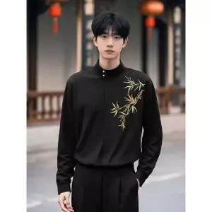 EAMT 남친 이너 차이나카라 금죽 자수 셔츠 약혼옷 가벼운 결혼 증명서 수트 YJ1