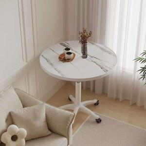 바퀴 원형테이블 리프트 높이조절 간이 대리석 소나무 인용 침대위 탁자 발통