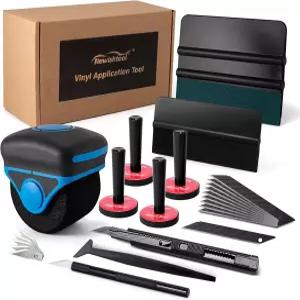 리벳용 비닐 롤러가 있는 NEWISHTOOL 창문 틴트 스퀴지 자동차 랩 도구 4개의 PCS 자석 홀더 펠트 마이크로