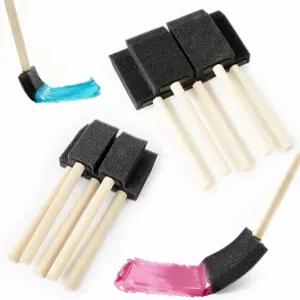 12개 폼 페인트 브러시 세트 나무 손잡이가 있는 1인치 및 1.5인치 스펀지 페인팅 염색 공예 DIY 아트