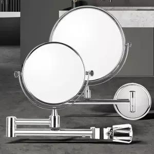 샤워바고정 벽면부착 평면 확대경 양면거울 원형 면도경 욕실인테리어