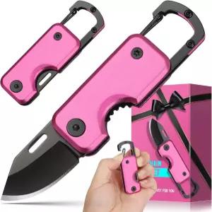 여성용 스타킹 스터퍼 - 선물 포켓 나이프 열쇠고리 크리스마스 박스 커터 하이킹 캠핑 낚시 핑크 나이프용