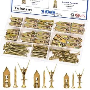 나사가 있는 Tnisem 100Pcs 건식 벽체 자체 드릴링 앵커 2025년 헤비 듀티용 아연 도금 강철 업그레이드