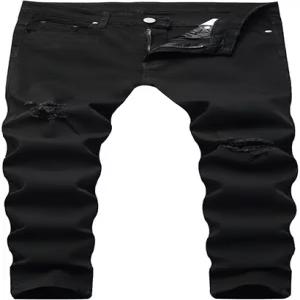 롱비다 남성용 슬림 핏 찢어진 스트레치 스키니 진 디스트레스 테이퍼드 레그 패션 팬츠