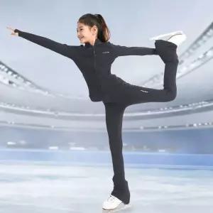 피겨 드레스 여아 스케이팅 훈련복 긴팔 반짝이는 어린이 의상 무대복 댄스복