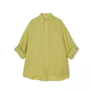 매장정품 PARTIMENTO 파르티멘토 워싱 린넨 롤업 셔츠 아보카도 Linen Roll up Basic Half Shirt Avocado 1