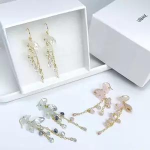 주얼리 비즈체인 플라워드롭귀걸이