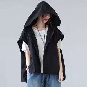 엘럽 여성용 가을 캐주얼 조끼 마이너 후드 민소매 나시 루즈핏 빅사이즈 코트 원템3