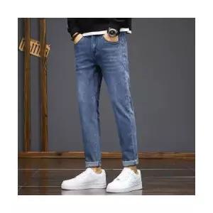남성용 배기핏 바지 청 종아리 스판 자수 데일리 스키니 패션 CH1