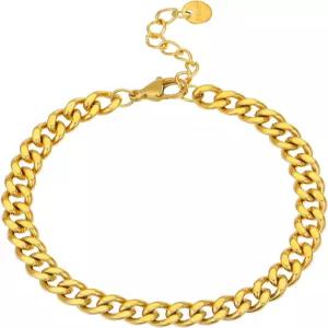 포이조이 18K 골드 도금 진주 구슬 크로스 팔찌 여성용 조절 가능 스테인리스 스틸 다인 얇은 박스 쿠바