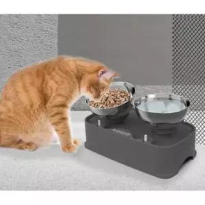 [반려] 강아지 라인 각도조절 쌍식기 1P 더블 밥그릇 높이