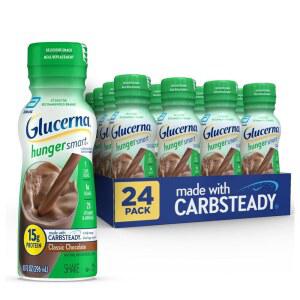 eAj 혈당 관리를 지원하는 체르나 헝거 스마트 케어 쉐이크, 클래식 초콜릿, 식사 대용품, 단백질 15g, 칼로리 180칼로리, 바로 마실 수 있는 음료, 10 Fl Oz, 24팩