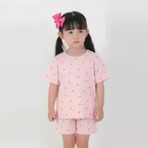 (더오투투)피치 가든 반팔 상하 세트 봄 여름 유아 내의 실내복 잠옷 내복