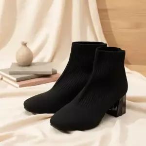 여성용 일상용 미들힐 부츠 편안한 삭스 스타일