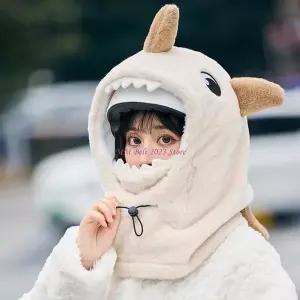 49ME 세련된 상어 스키 헬멧 커버 모자 연령대 따뜻하고 겨울 마스크 모자