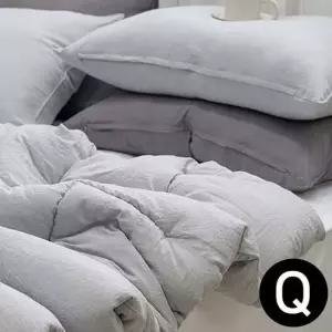 몽글몽글 피치가공 차렵이불 베개커버세트 퀸 그레이