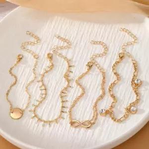 엔틱 코인 체인 무한 발찌 큐빅 레이어드 팔찌