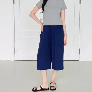 여자 간편 외출 홈웨어 빅 와이드 스타일 아이스 7부 바지