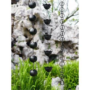 일본식 빗물 구리 레인체인 지붕 낙수 사찰 지붕물받이 물받이 사슬 꽃잎 처마물받이