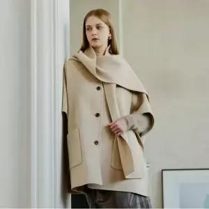 아이잗컬렉션 울 캐시미어 머플러 핸드메이드 케이프 코트 CRAA0CTH51