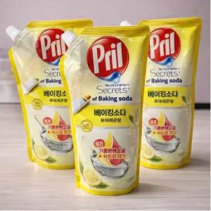 프릴 베이킹소다 퓨어레몬 1L x 3개 친환경 고농축 1종 주방세제