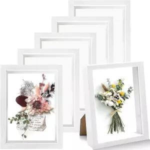KisSealed 6피스 섀도우 박스 액자 5 x 7인치 3D 전시 케이스 말린 꽃 DIY 공예 기념품 티켓용 1.2인치