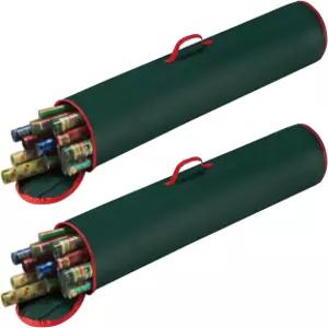 포장지 보관 가방 2개 세트 - 튼튼한 나일론 손잡이가 달린 지퍼 캔버스 토트 엘프 스토어(녹색)의 선물용