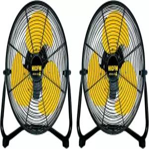 가정 차고 작업장용 HiCFM 2팩 12인치 휴대용 바닥 팬 110° 틸트의 스피드 메탈 산업 상점 3개 1400 CFM