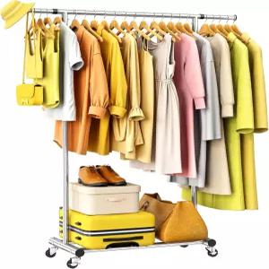 옷걸이용 옷걸이 튼튼한 스테인리스 스틸 의류 선반 연장 가능한 걸이봉이 있는 휴대용 홈 상업용 미끄럼