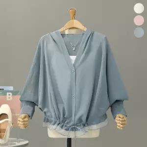 [모노시크] 보레아 시스루 스트링 후드 니트 가디건_MNKT317