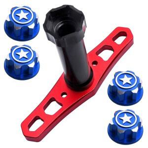 트랙사스 X-Maxx E-Revo E-Maxx 서밋 몬스터 트럭 RC 타이어용 휠 헥스 렌치 도구가 있는 HobbyPark 17mm 너트 어댑터(블루 포함)