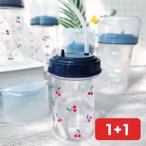 실리콘물병 빨대 컵 휴대용 밀폐 냉수 여름 보틀