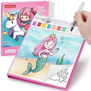 토들을 위한 홈스쿨 키트 그리기 활동 예술 여아를 장난감 기피 페인트 있는 그림 선물 지저분하지 않은 유치원 공예 드림코시 크리스마스 수채화 책이 붓이