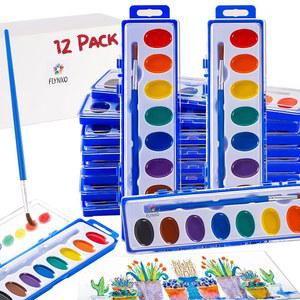 수채화 물감 아트 팔레트 키트 12팩 8가지 그룹 개별 용품 휴대용 위한 워크숍 페인팅 벌크 세트 프로젝트를 색상과 브러시가 포함된