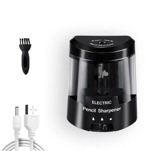 전기 연필깎이 가정 USB 옵션 포함되지 3가지 블랙 선명도 2번 사무실 않음 교실 내구성 전원 연필용 휴대용 자동 배터리