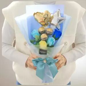 임신 축하 꽃다발 졸업식 졸업 선물 발표회 학예회 기념일 블루톤 초콜릿