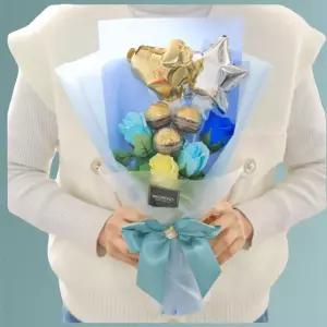 임신 축하 꽃다발 졸업식 졸업 선물 발표회 학예회 기념일 꽃다발 블루 초콜릿