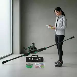 민물 루어낚시 입문용 카본 낚싯대 베이트릴 풀세트 우핸들 채비 포함