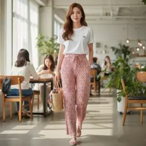 여성 여자 플라워 밴딩 팬츠 플 꽃무늬 몸빼 몸배 엄마 할머니 촌캉스 바지 파티 모임 패션 소품 용품