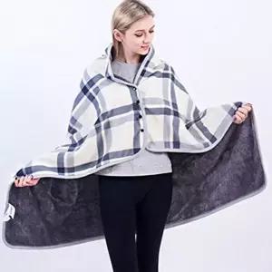 무릎 담요 극세사 체크 똑딱이 망토 양털 치마 블랭킷/부드러운/걸치는/캠핑/사무실/교실/학생/두꺼운/단추