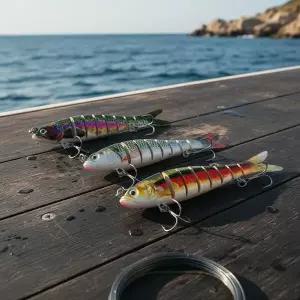 8단 관절 싱킹 미노우 3p 세트 바다 선상 낚시 가짜 미끼 채비