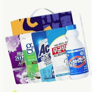 [2개구성] 피죤+주방세제+세탁세제+욕실세제 5종 주방세제 가입선물 사은품 섬유유연제 선물세트 KWCE1179