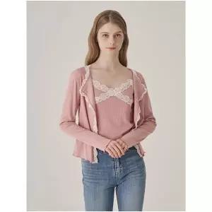 [SOUP]레이스 트리밍 뷔스티에 카디건 세트 SB8TXF1 _P403510378