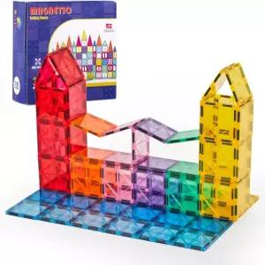 료이치 마그네틱 타일 32팩 사각 리필 2.95인치 어린이용 STEM 빌딩 블록 확장 가능한 교육용 건설 장난감