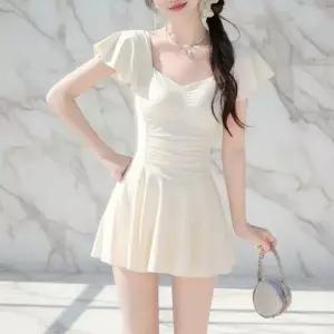 CCW251여성 하트넥 셔링 프릴 스커트 팔뚝 허벅지 커버 수영복 원피스