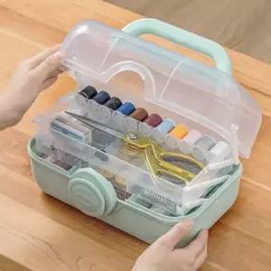 투명 3단멀티함 약통 수납함 정리함 소품 보관함 다용도 멀티함