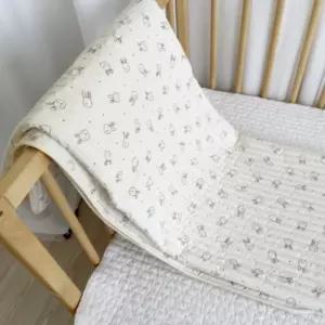 제이앤제나 아기 유아 침대시트 누빔패드 토끼 내츄럴