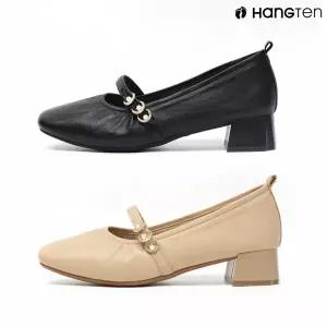 행텐 HT-750-28 여성 진주 스트랩 메리제인 펌프스 굽 4cm 발편한 데일리 미들힐 단화