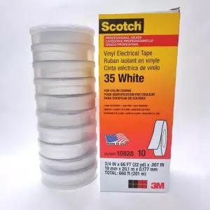 화이트 전기 하네스 테이프 3M 전선 절연 고무 백색 35번 테잎 10개 19mmx20M